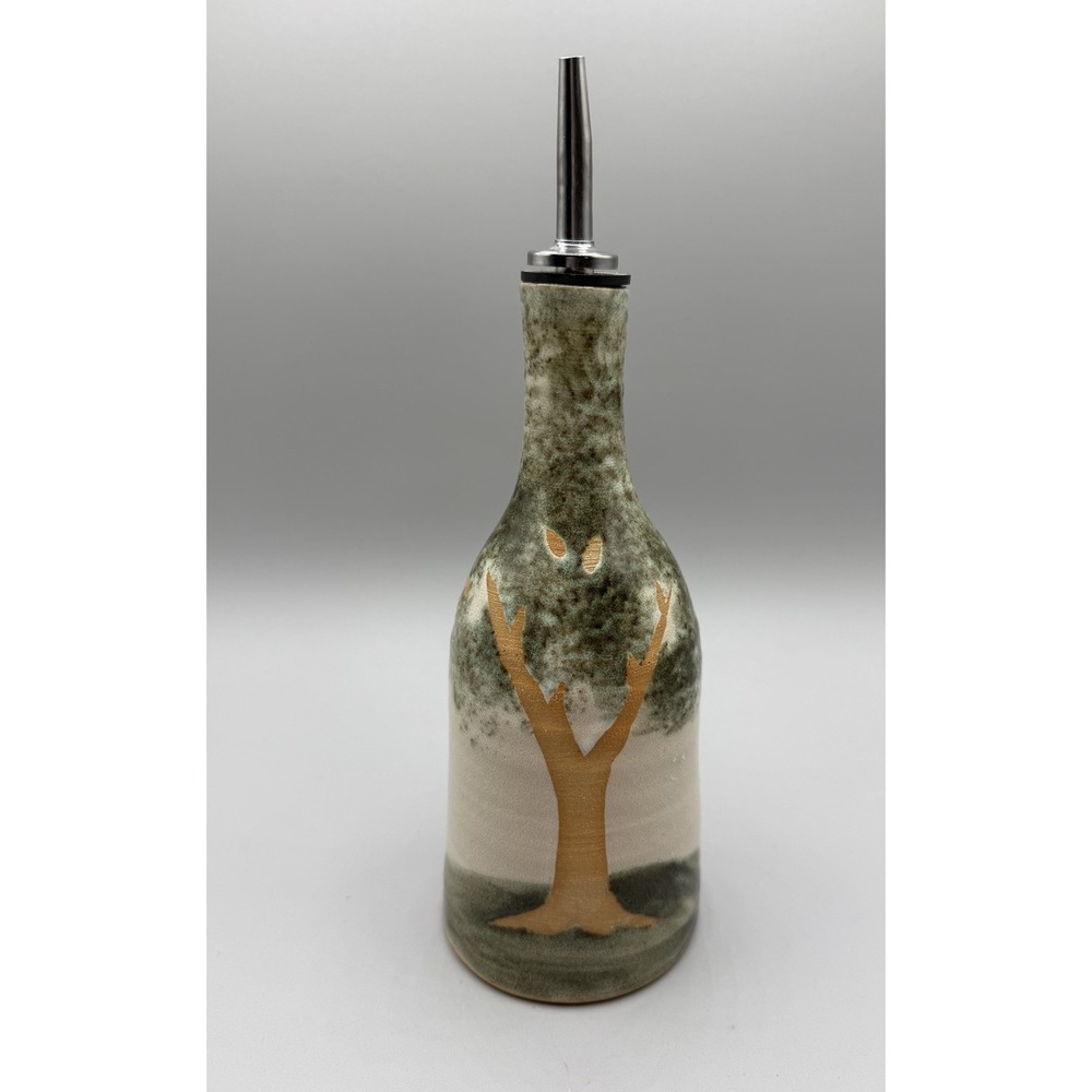 Hand Glazed Earthy Tree Of Life Large  Olive Oil Dispenser Signed - Picture 4 of 8
